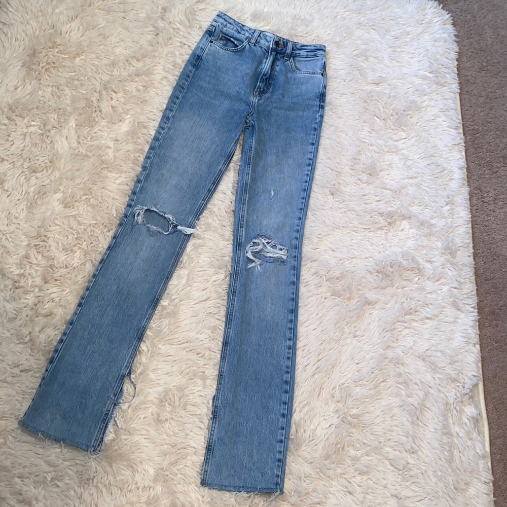 Zara raw hem ripped jeans